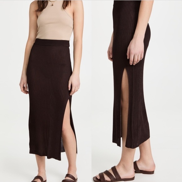 Ninety Percent Rib Split Front Midi Skirt Truffle - Picture 16 of 16